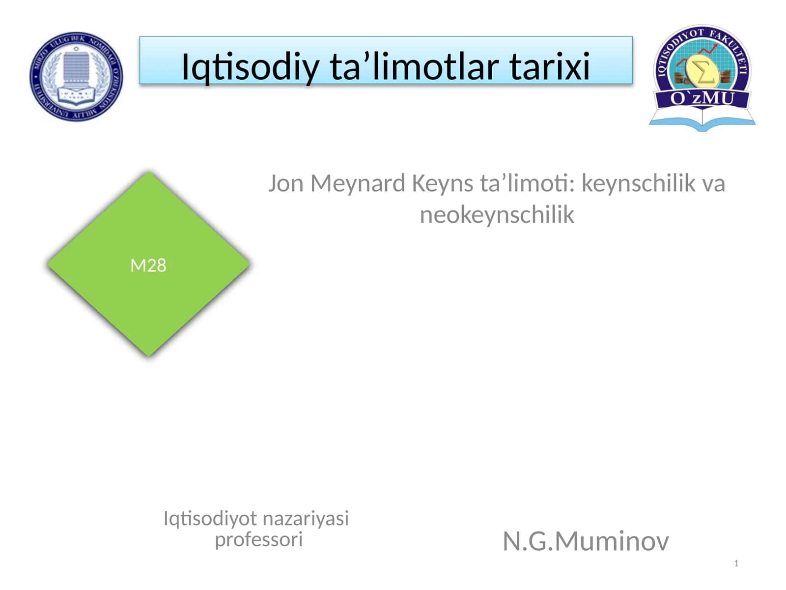 Jon Meynard Keyns ta’limoti: keynschilik va neokeynschilik 1