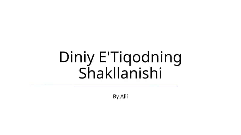 Diniy E'Tiqodning Shakllanishi 1
