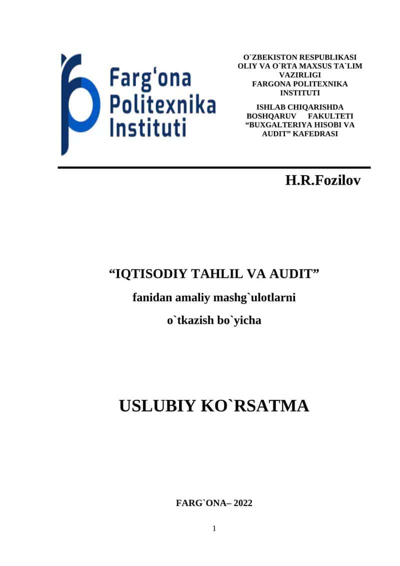 Iqtisodiy tahlil va audit 1