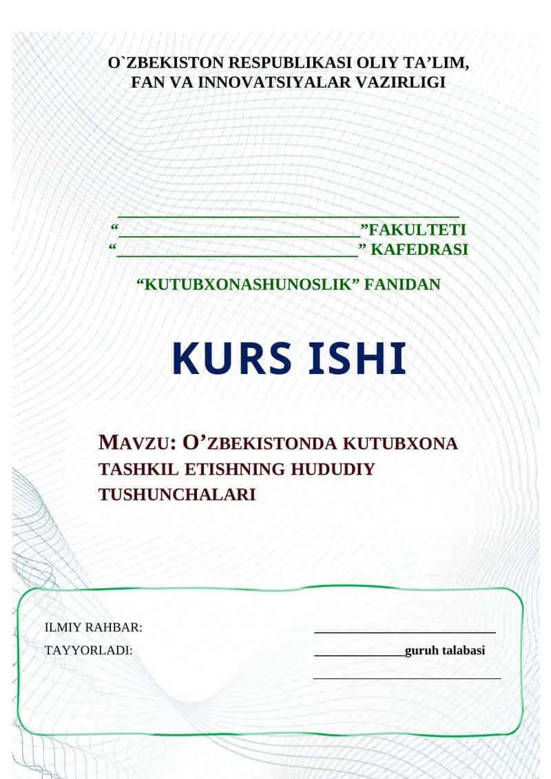 O’ZBEKISTONDA KUTUBXONA TASHKIL ETISHNING HUDUDIY TUSHUNCHALARI 1