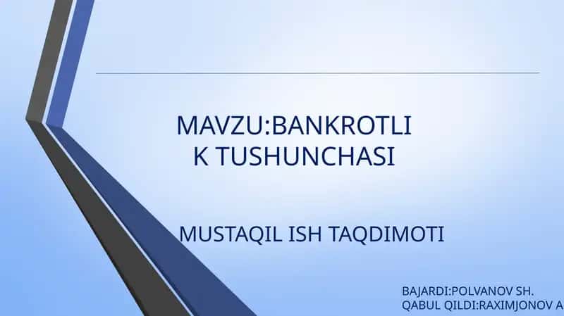 BANKROTLIK TUSHUNCHASI 1