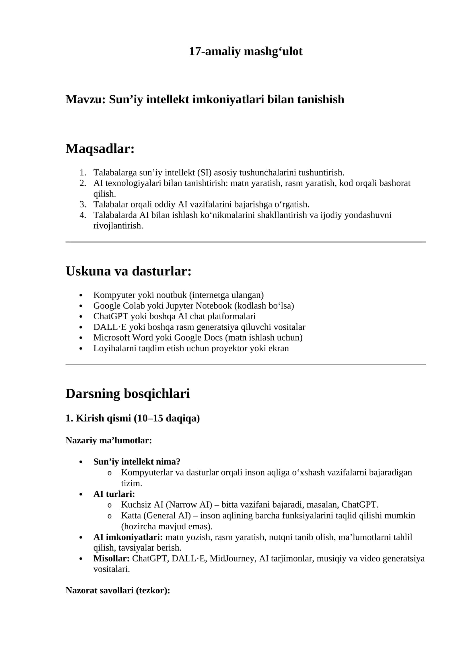 Sun’iy intellekt imkoniyatlari bilan tanishish 1