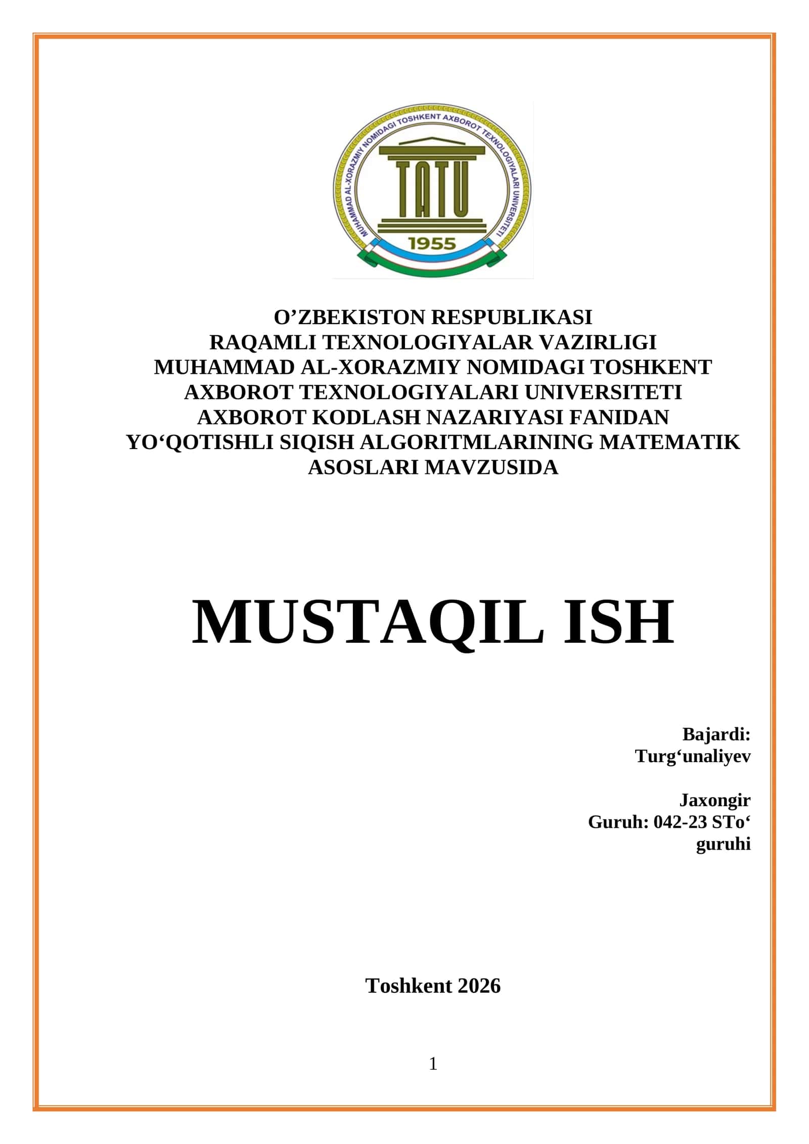 SIQISH ALGORITMLARINING MATEMATIK ASOSLARI 1