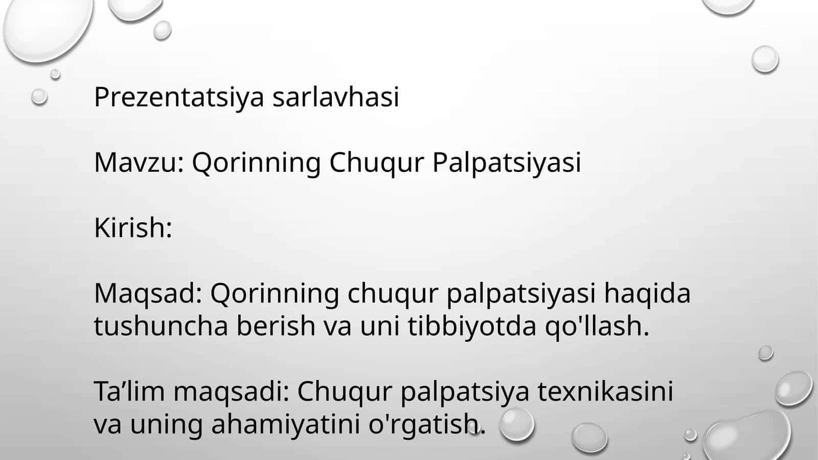 Qorinning Chuqur Palpatsiyasi 1