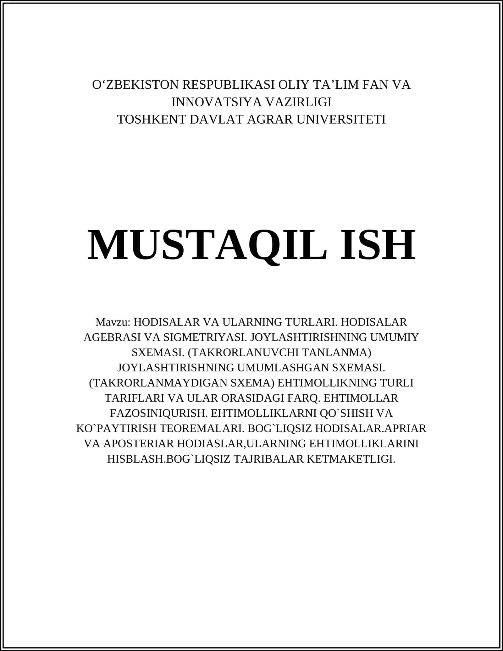 Hodisalar va ularning turlari 1