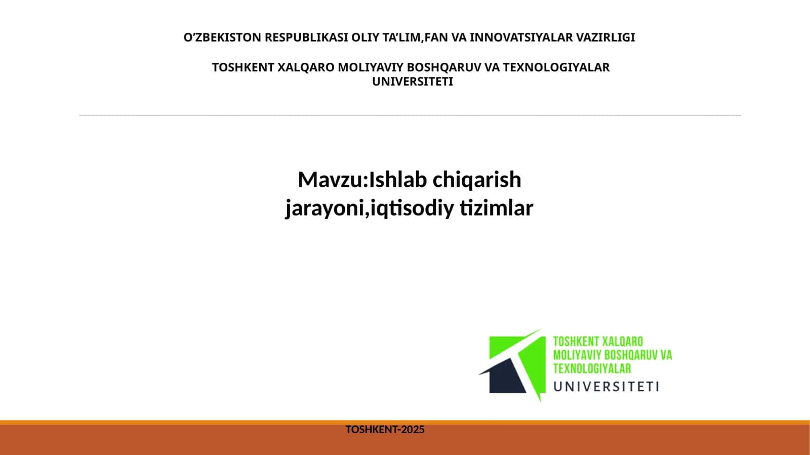 Ishlabchiqarish jarayoni, iqtisodiy tizimlar 1