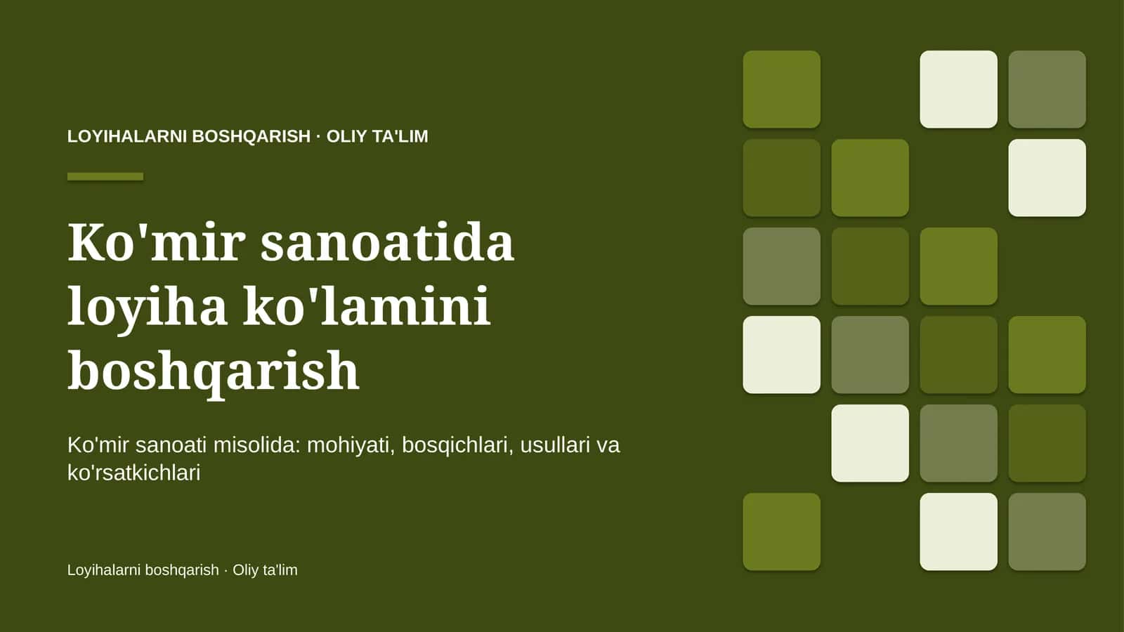 Ko'mir sanoatida loyiha ko'lamini boshqarish 1