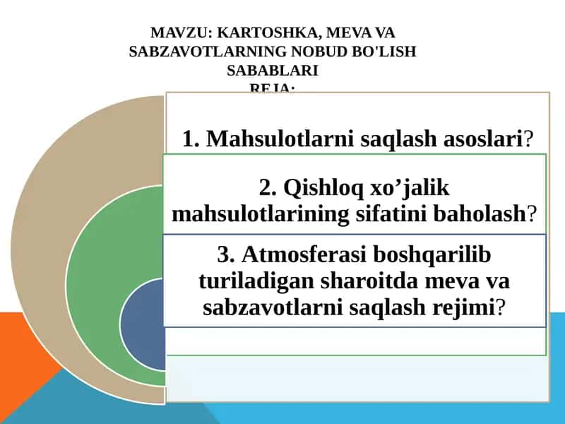 Kartoshka, meva va sabzavotlarning nobud bo'lish sabablari 1