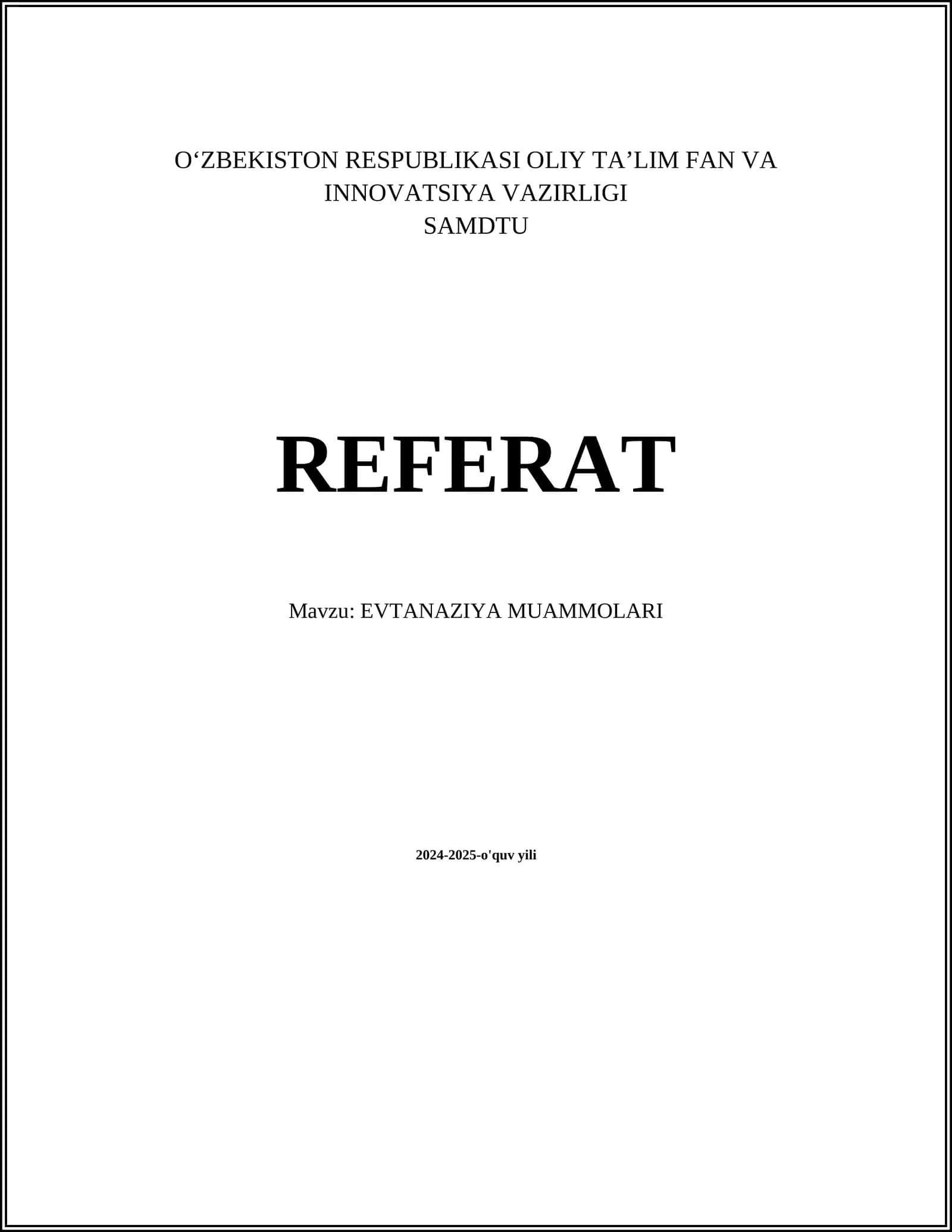 EVTANAZIYA MUAMMOLARI 1