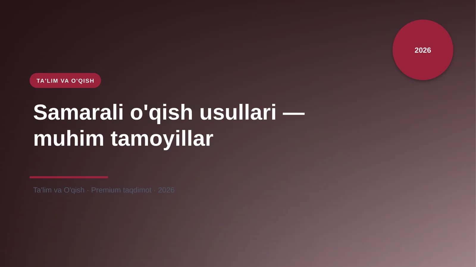 Samarali o'qish usullari — muhim tamoyillar 1