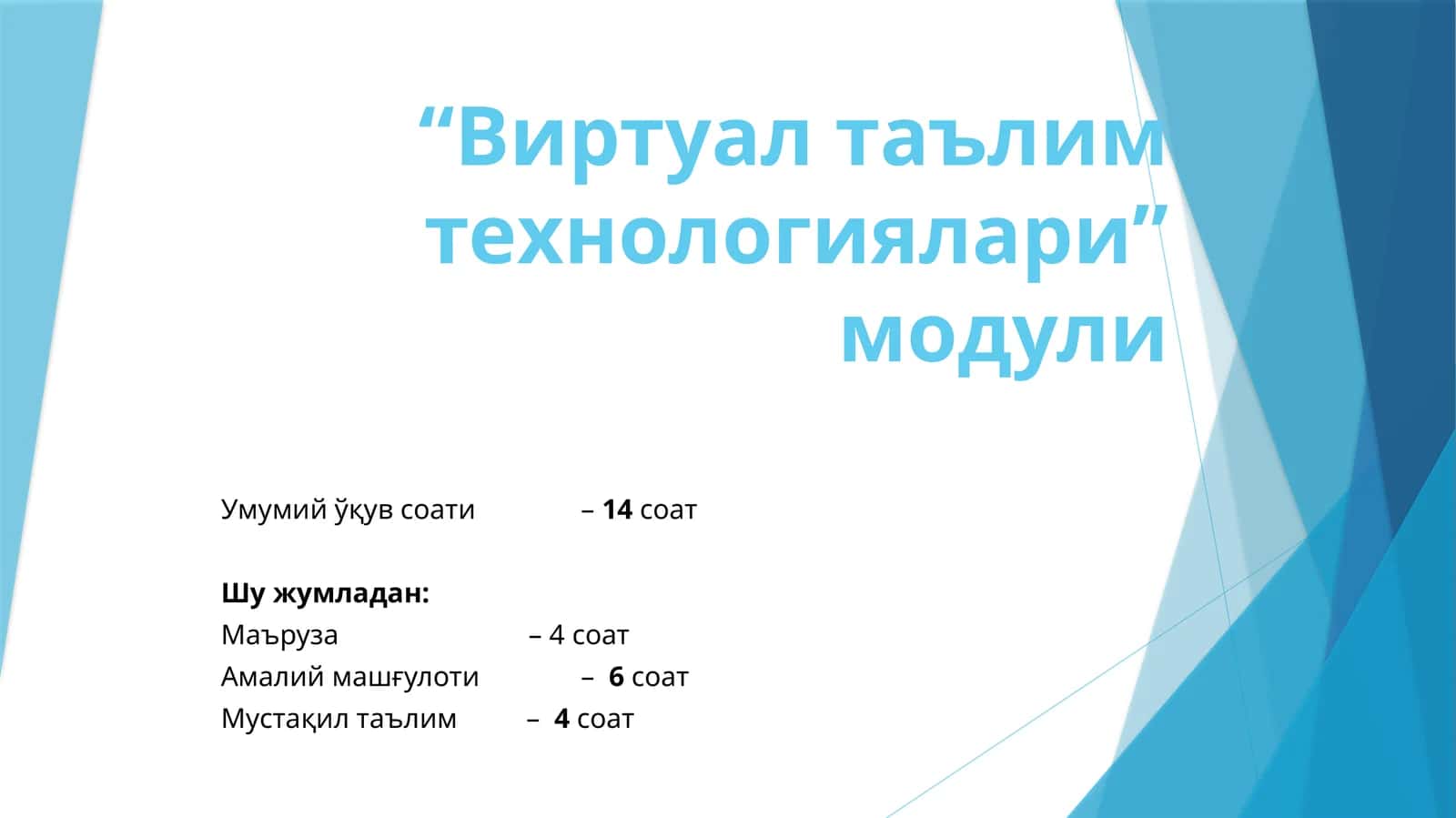 Виртуал таълим технологиялари 1