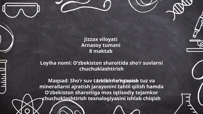 Oʻzbekiston sharoitida shoʻr suvlarni chuchuklashtirish 1