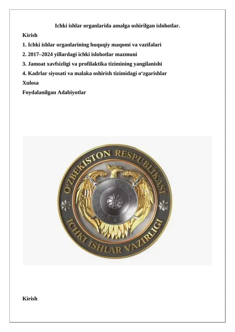 Ichki ishlar organlarida amalga oshirilgan islohotlar 1