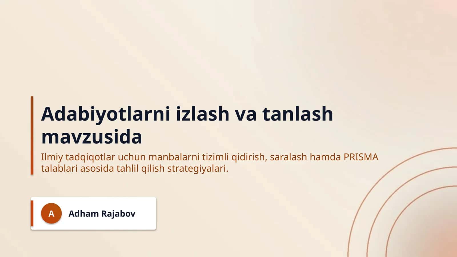 Adabiyotlarni izlash va tanlash mavzusida 1