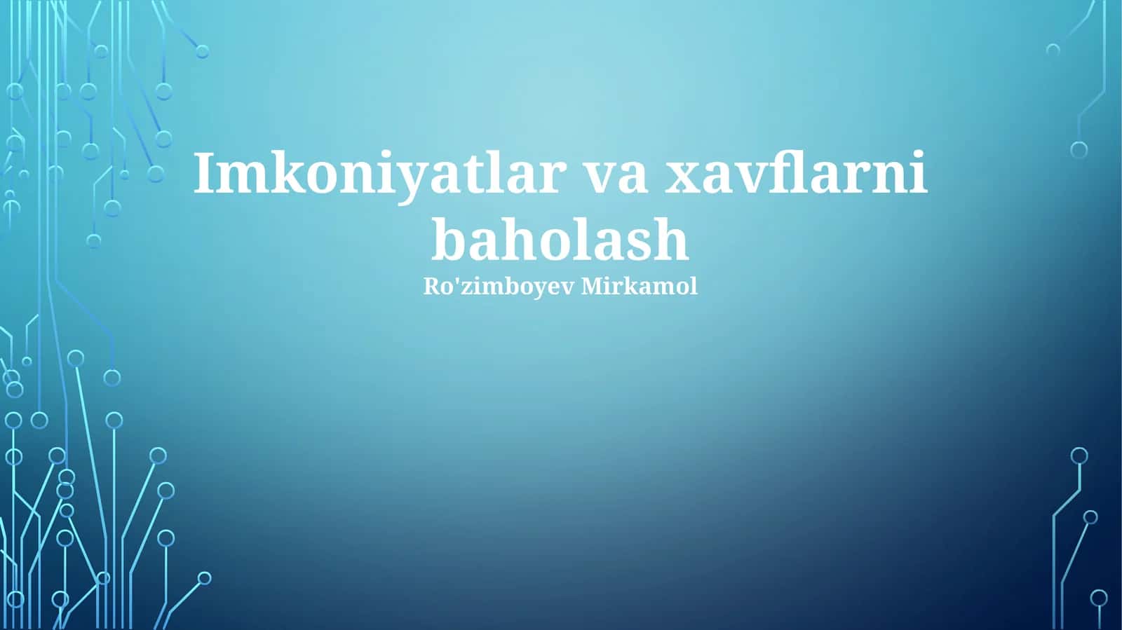 Imkoniyatlar va xavflarni baholash 1