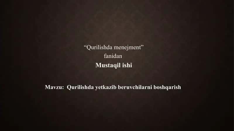 Qurilishda menejment 1