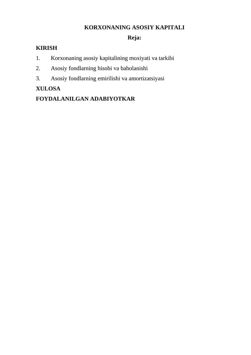 Korxonaning asosiy kapitali 1