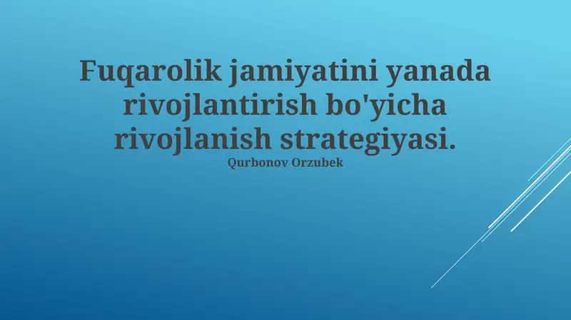 Fuqarolik Jamiyatini Yanada Rivojlantirish Bo'yicha Rivojlanish Strategiyasi 1