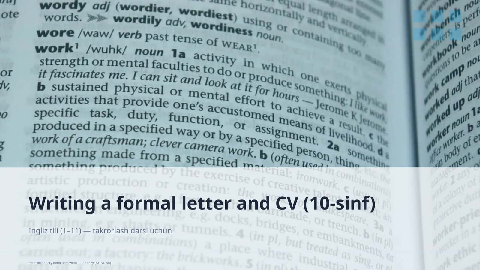 Writing a formal letter and CV (10-sinf) 1