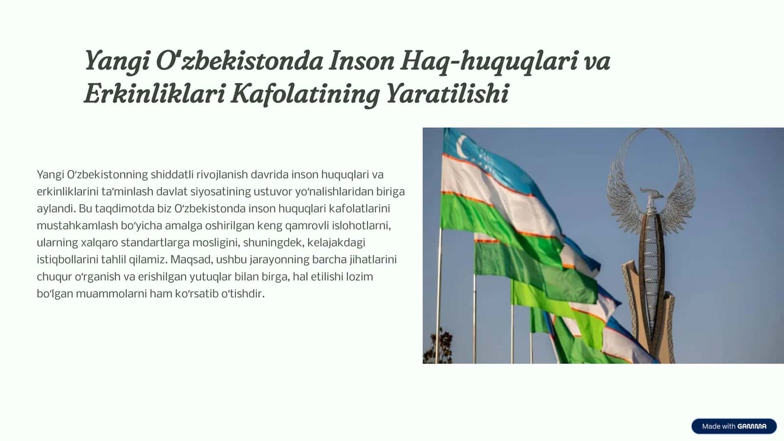 Yangi Oʻzbekistonda Inson Haq-huquqlari va Erkinliklari Kafolatining Yaratilishi 1