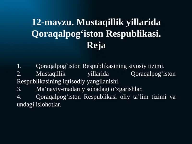 Mustaqillik yillarida Qoraqalpog‘iston Respublikasi 1