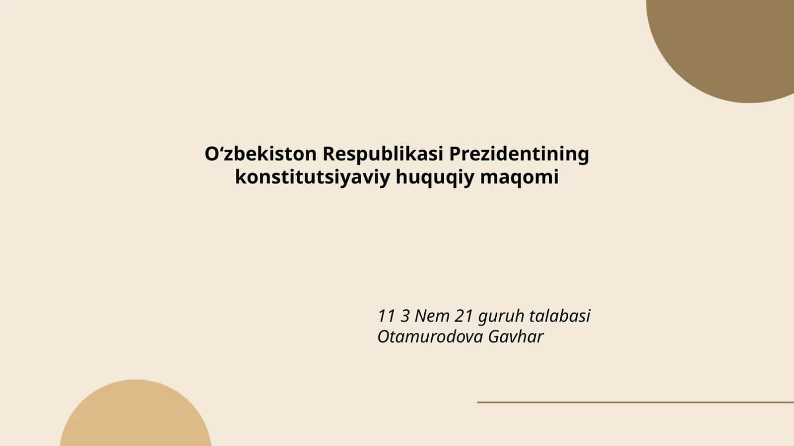 Oʻzbekiston Respublikasi Prezidentining konstitutsiyaviy huquqiy maqomi 1