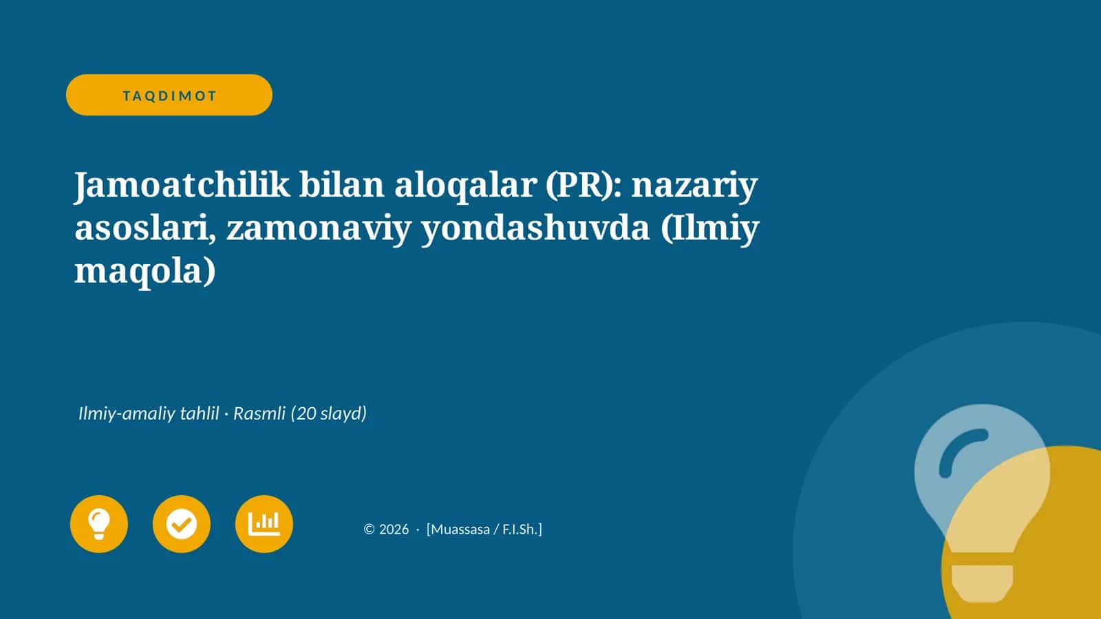 Jamoatchilik bilan aloqalar (PR): nazariy asoslari, zamonaviy yondashuvda (Ilmiy maqola) 1