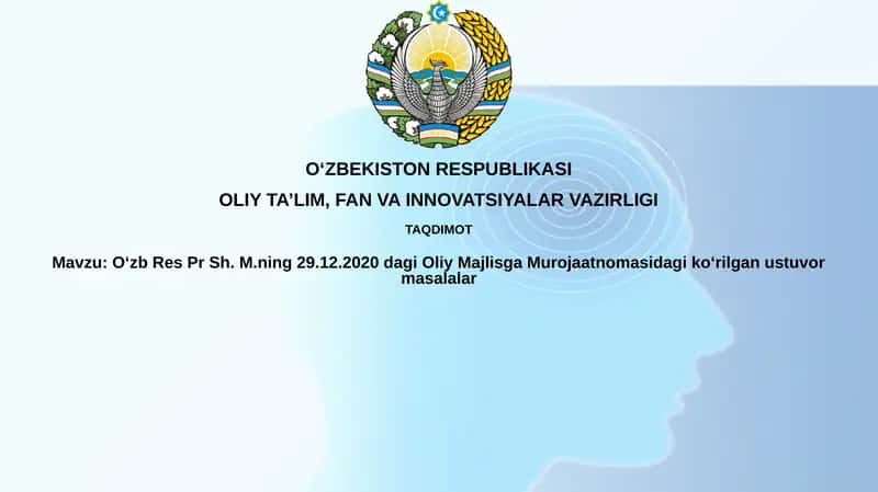 OʻzbResPrSh.M.ning29.12.2020dagiOliyMajlisgaMurojaatnomasidagikoʻrilganustuvormasalalar 1