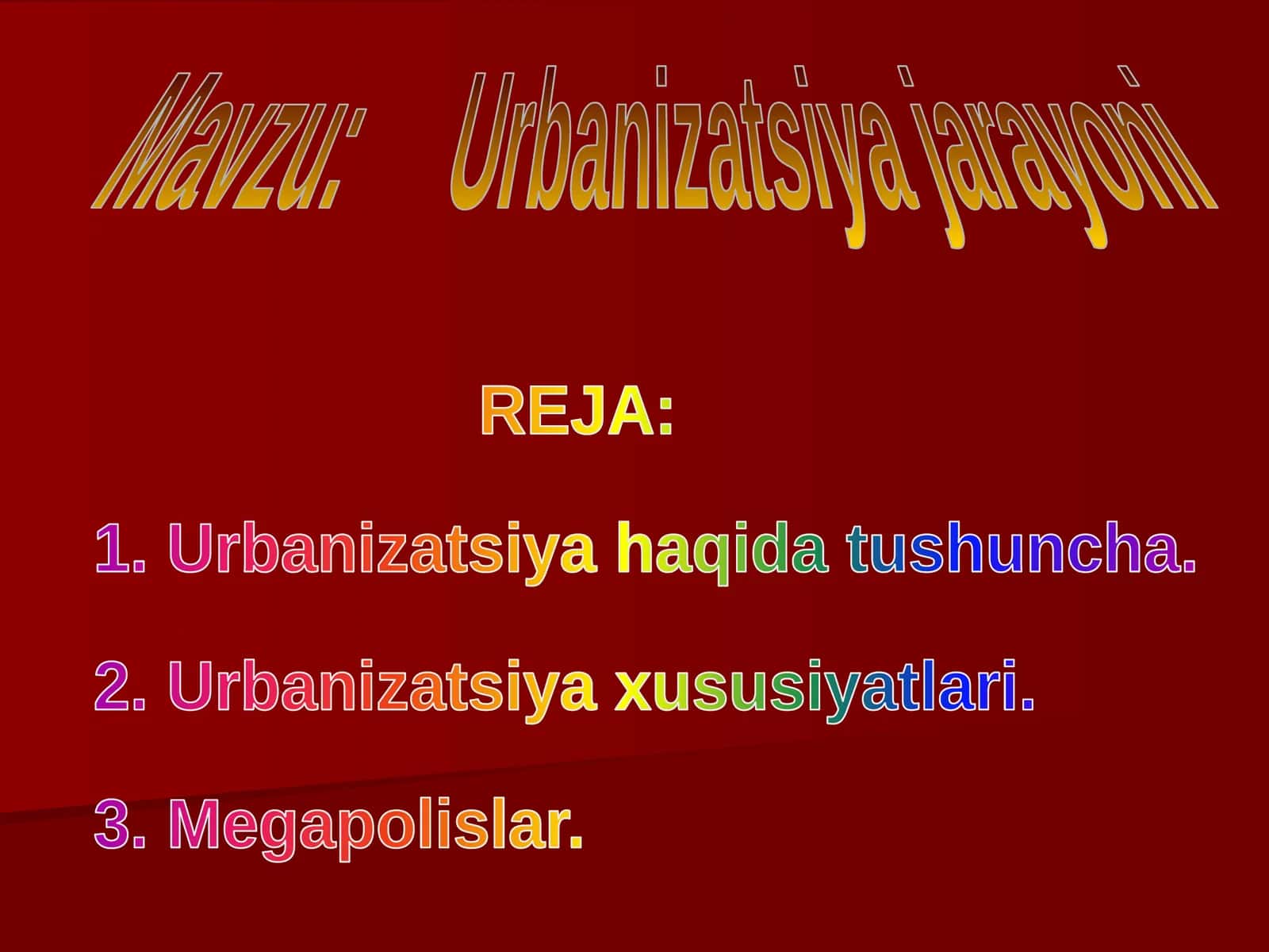 Urbanizatsiya jarayoni 1