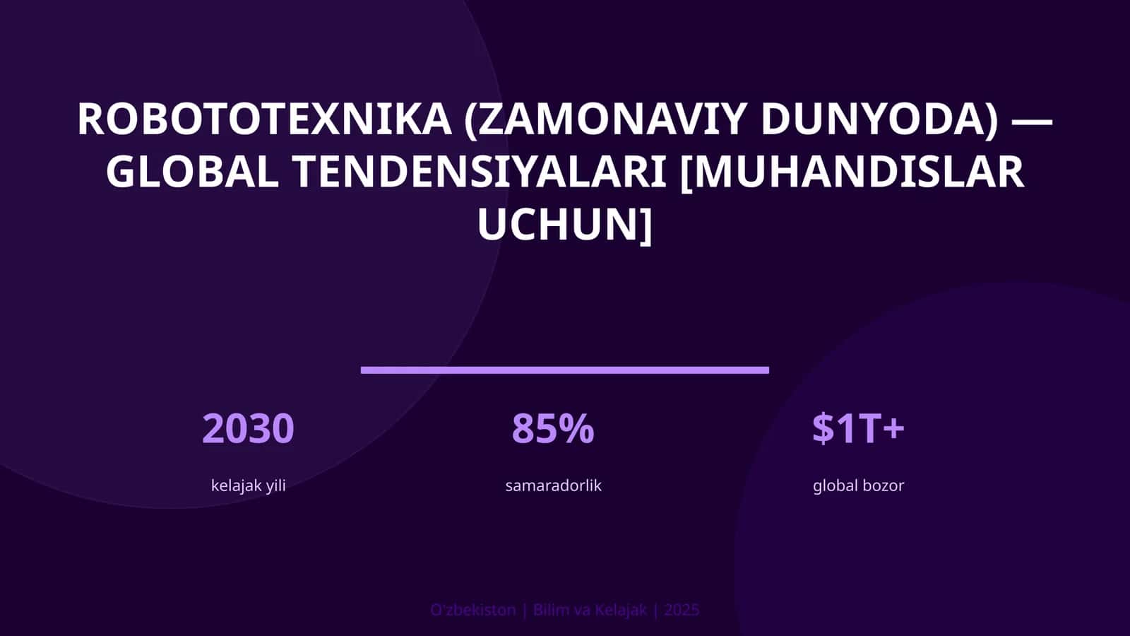 ROBOTOTEXNIKA (ZAMONAVIY DUNYODA) — GLOBAL TENDENSIYALARI [MUHANDISLAR UCHUN] 1