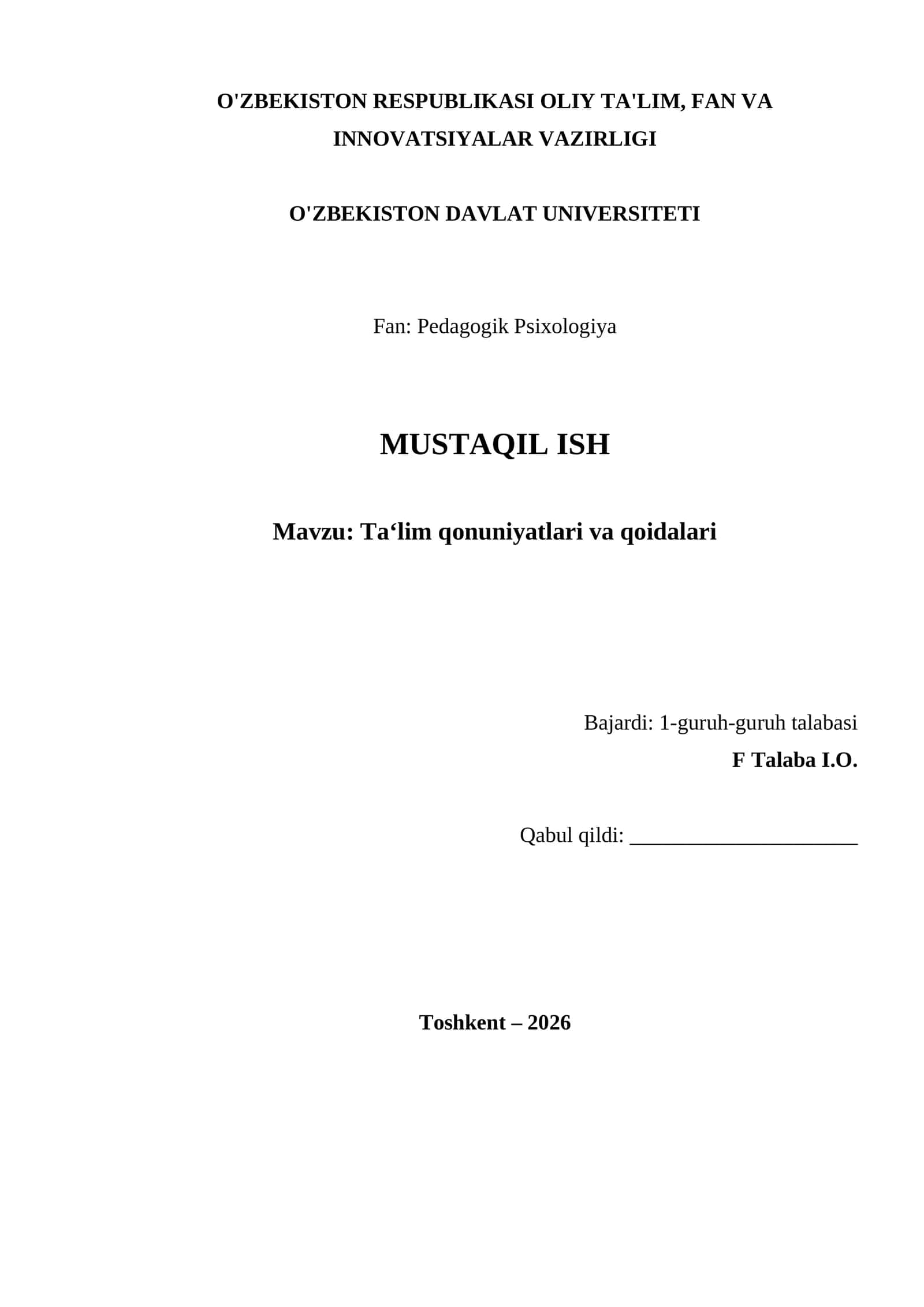 Ta‘lim qonuniyatlari va qoidalari 1