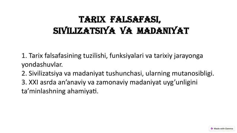 Tarix  falsafasi,  sivilizatsiya  va  madaniyat 1
