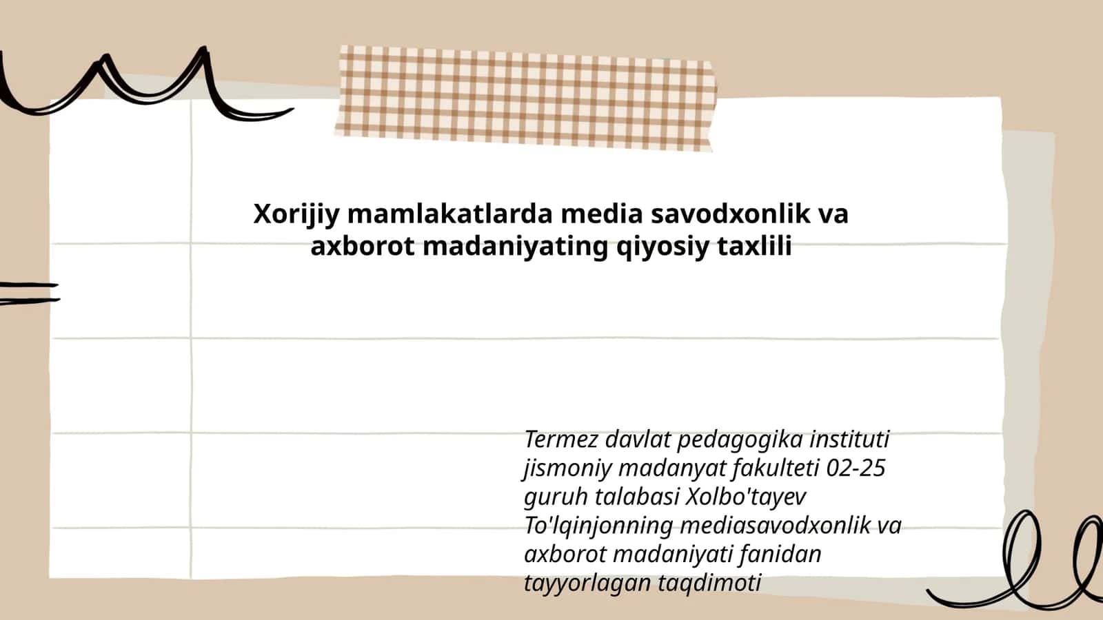 Media savodxonlik va axborot madaniyat 1