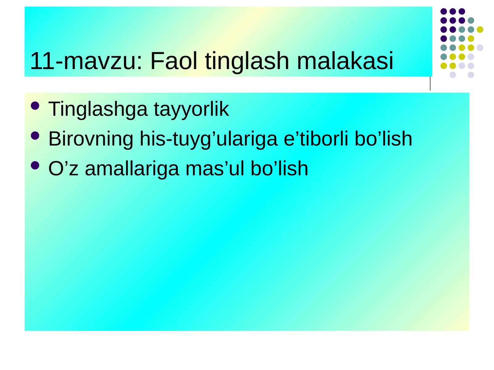 Faol tinglash malakasi 1
