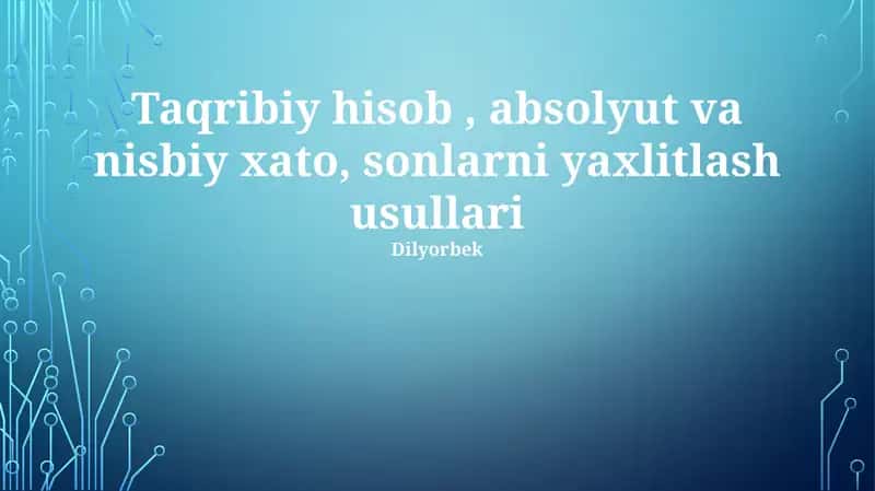 Taxminiy hisob 1