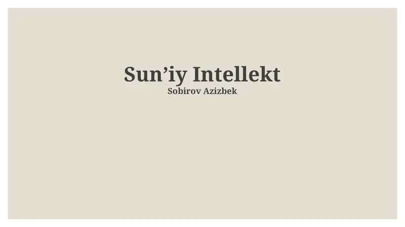 Sun'iy Intellekt 1