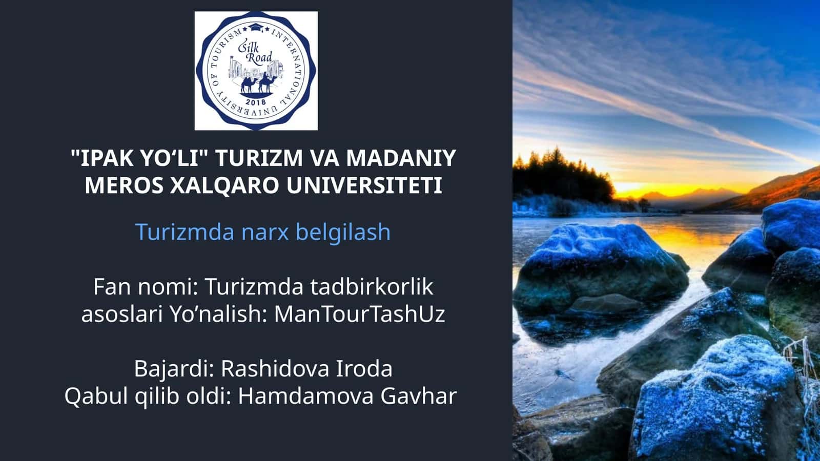 Turizmda narx belgilash 1