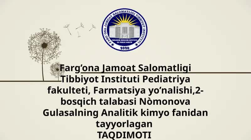 Gravimetrik usulda BaCl2:2H2O kristallogidrati tarkibidagi suvni massa ulushini aniqlash 1