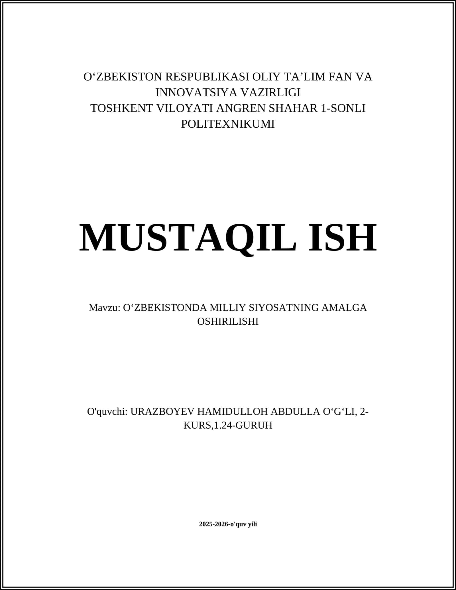 Oʻzbekistonda milliy siyosatni amalga oshirishda qonunchilik bazasining roli 1