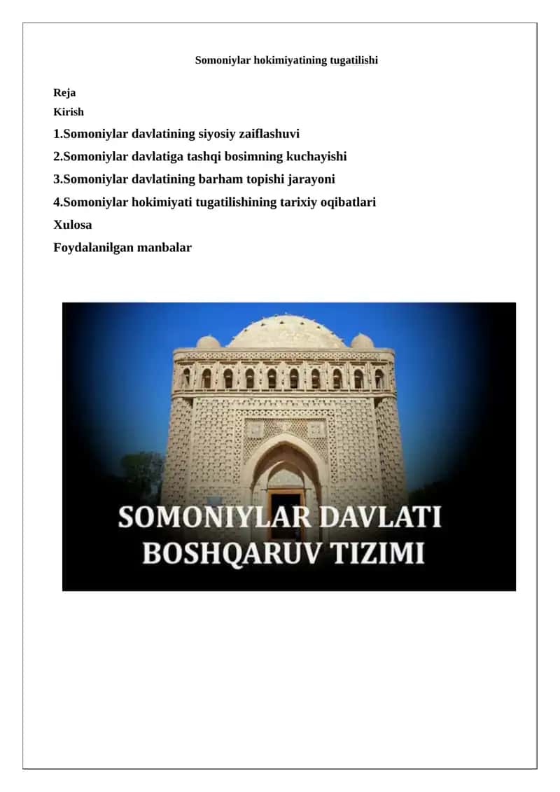 Somoniylar hokimiyatining tugatilishi 1