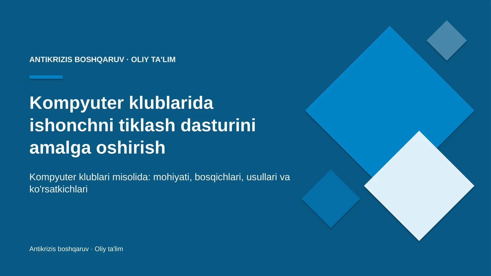 Kompyuter klublarida ishonchni tiklash dasturini amalga oshirish 1