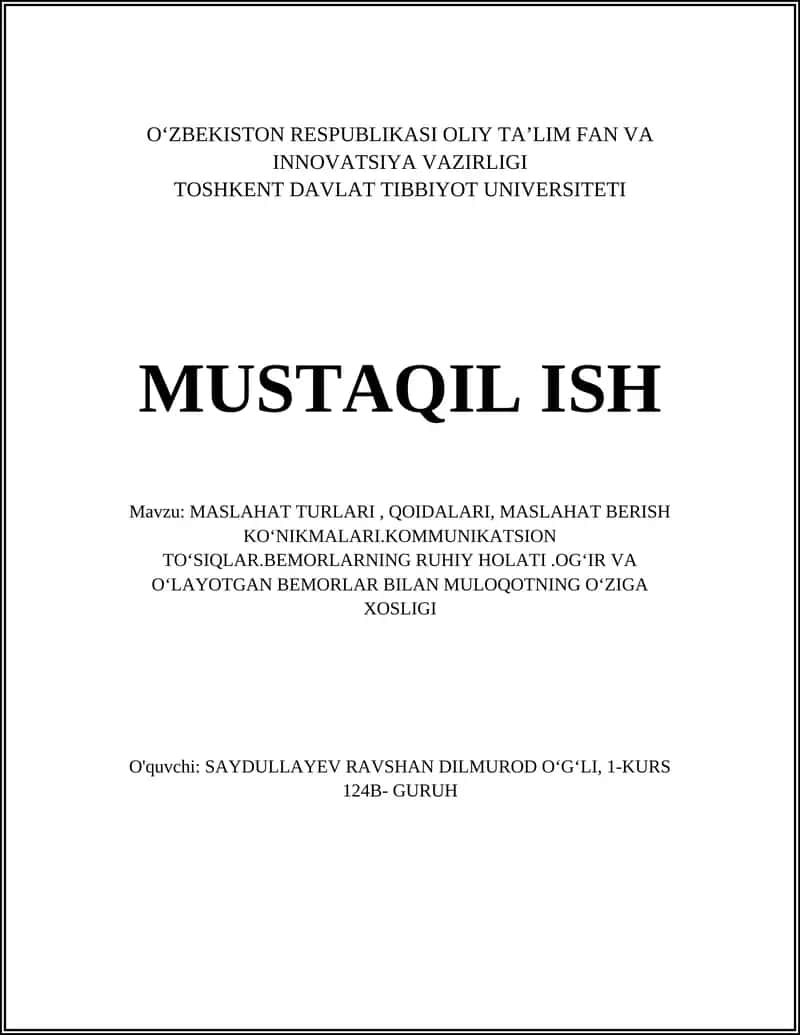 MASLAHAT TURLARI VA QOIDALARI 1