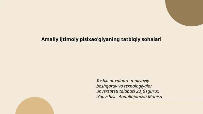 Amaliy ijtimoiy pisixao'giyaning tatbiqiy sohalari 1