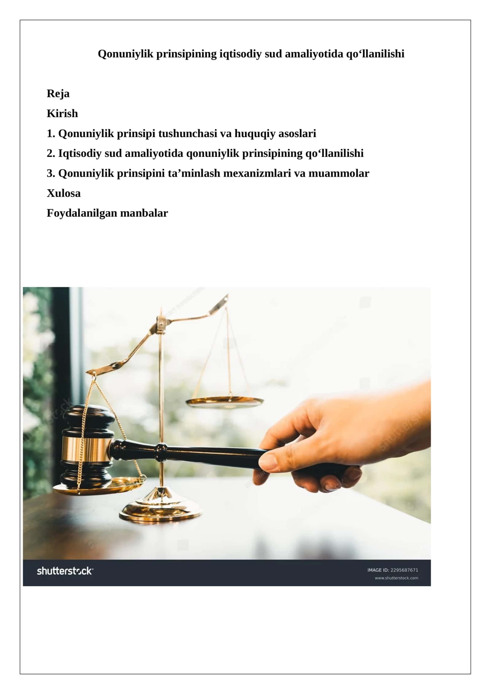 Qonuniylik prinsipining iqtisodiy sud amaliyotida qo‘llanilishi 1
