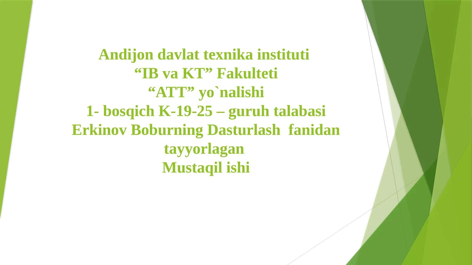 O‘QUVCHILAR UCHUN TEST TIZIMI YARATISH (SAVOLLARNI FAYLDAN O‘QISH BILAN) 1