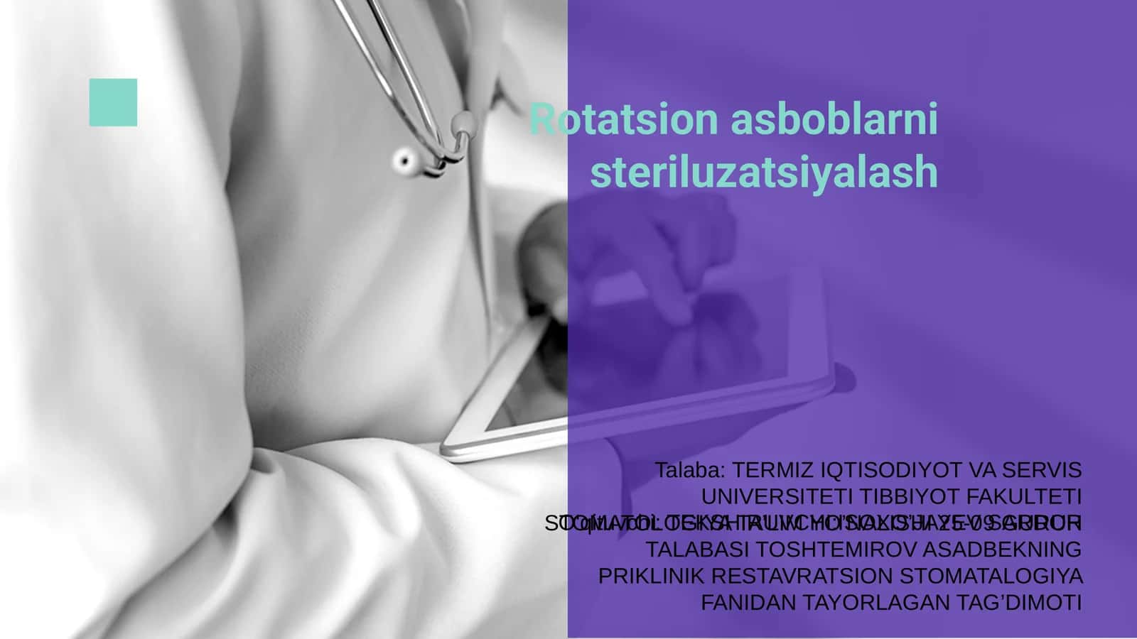 Rotatsion asboblarni steriluzatsiyalash 1
