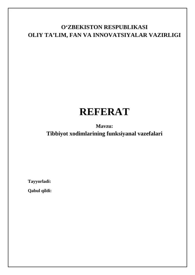 Tibbiyot xodimlarining funksiyanal vazefalari 1