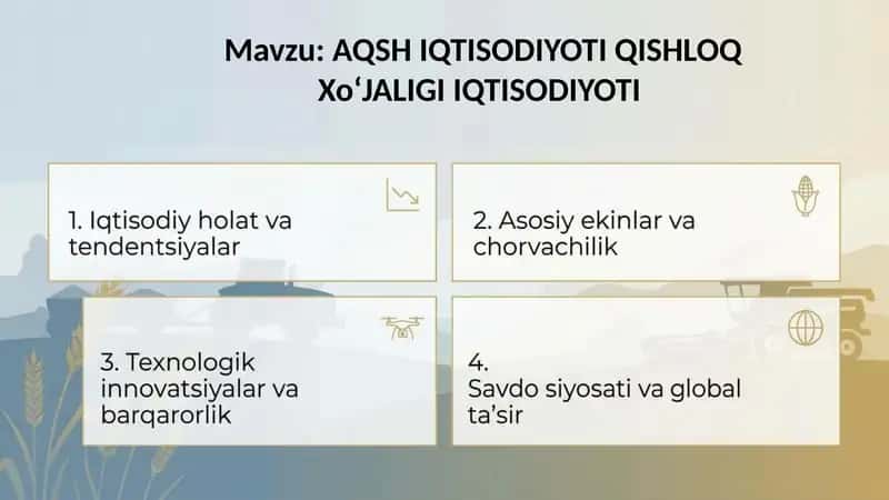 AQSH IQTISODIYOTI QISHLOQ XoʻJALIGI IQTISODIYOTI 1