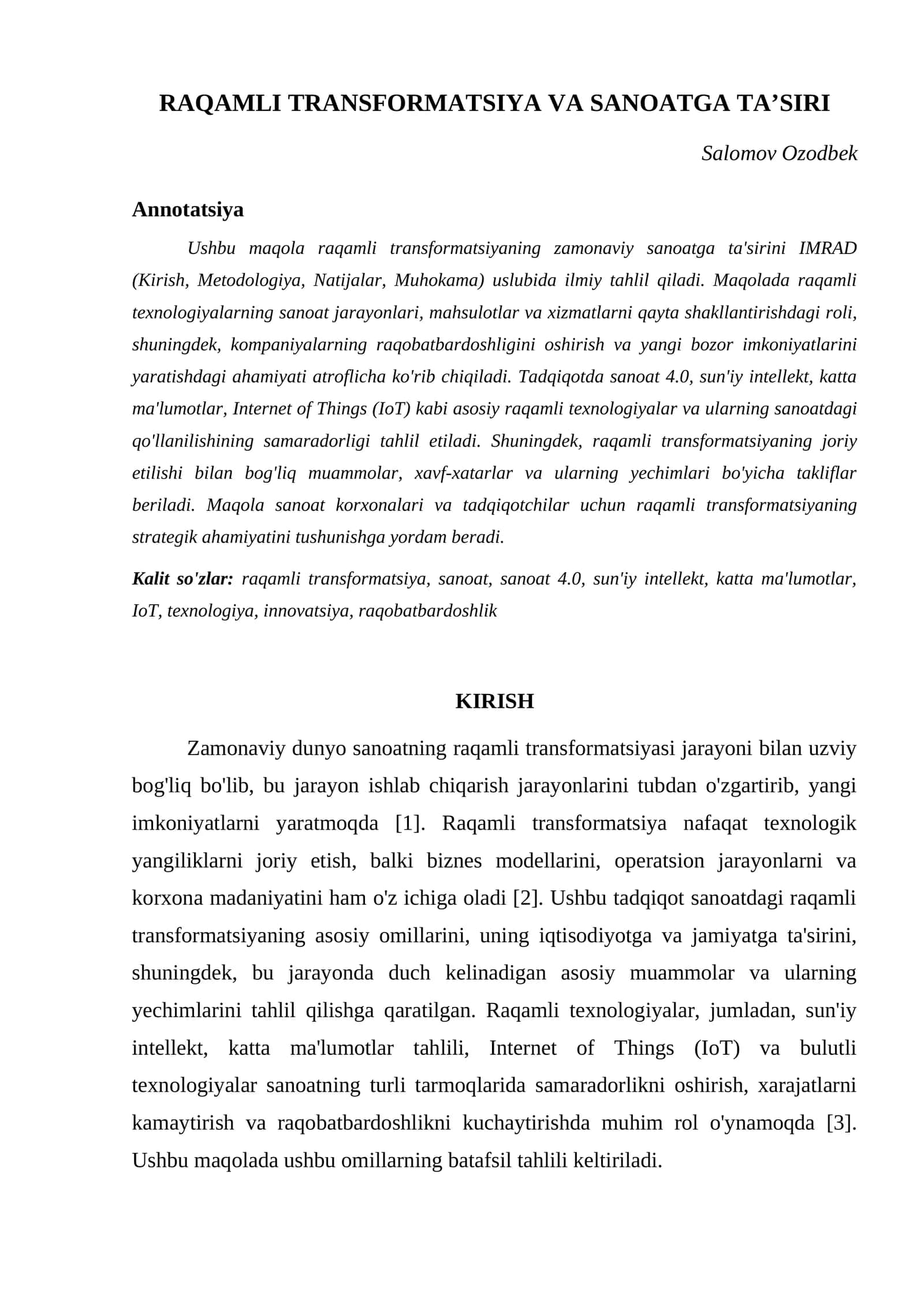 RAQAMLI TRANSFORMATSIYA VA SANOATGA TA’SIRI 1