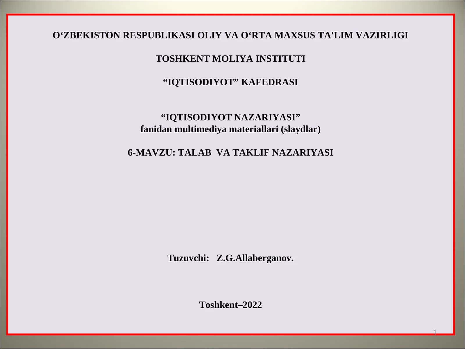 TALAB VA TAKLIF NAZARIYASI 1